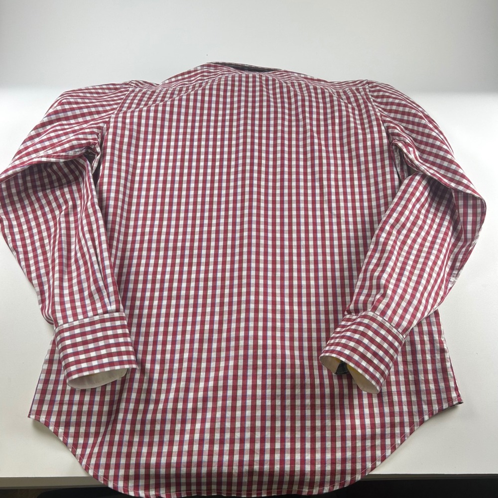 Robert Graham Men's M Tailored Fit Gingham Check Button Down Shirt Red White - Picture 11 of 12